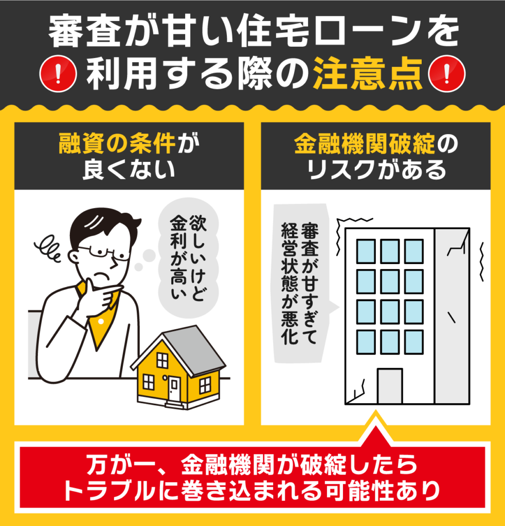 審査の甘い住宅ローンを利用する場合は注意が必要