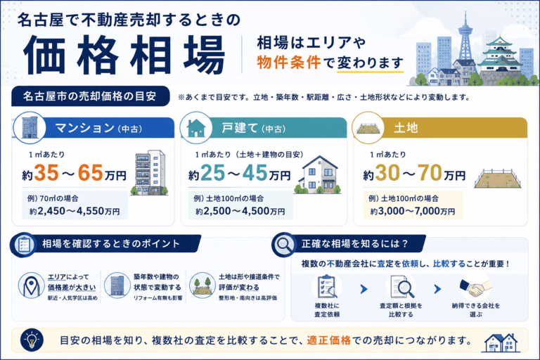 名古屋で不動産売却するときの価格相場